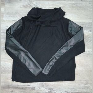 (Bin 7)  Simply Vera Vera Wang, faux leather cardigan with a turtle neck, Size M